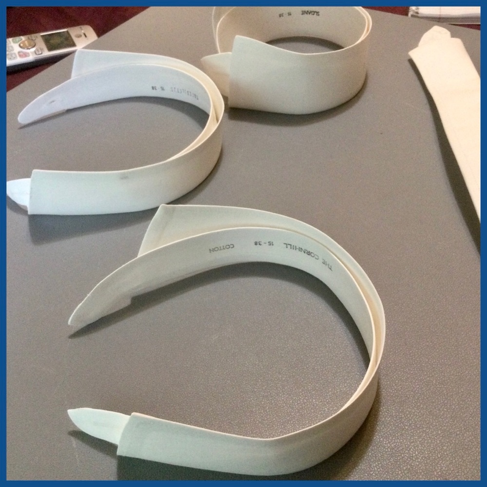 4 Vtg Stiff Collars, sz 15”